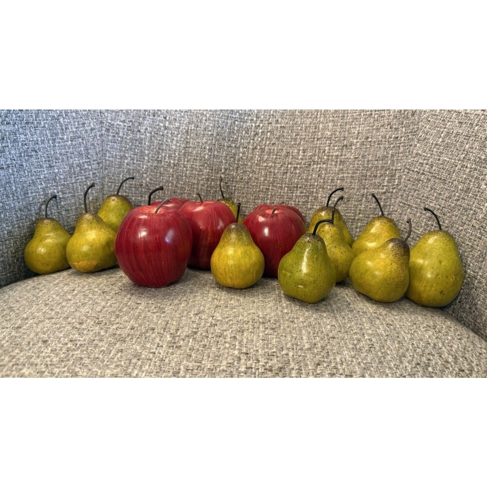 Vintage Faux Fruit Set 17 Pieces Realistic Apples Pears MCM Table Decor